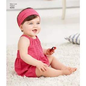 6293 Babies' Romper, Dress, Panties and Headband